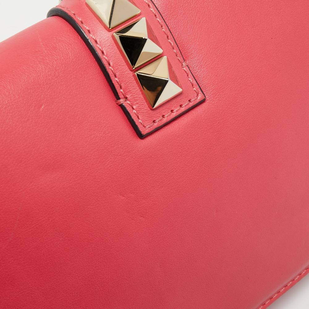 VALENTINO Pink Leather Medium Rockstud Glam Lock Flap Bag - Picture 6 of 8